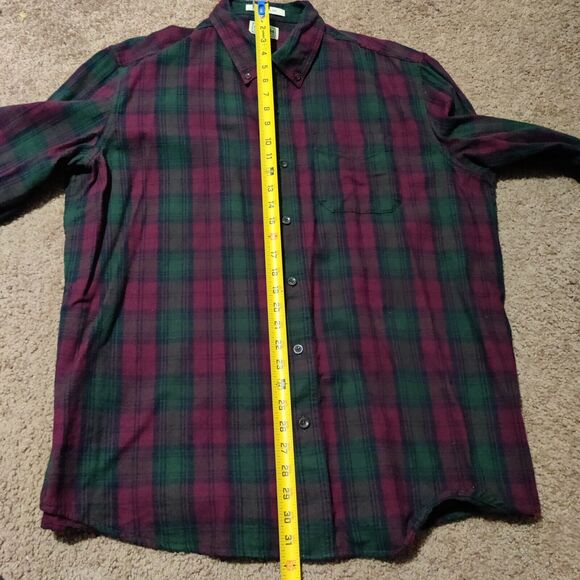 Vintage LL Bean Shacket Mens Size XL Button Down Thick Shirt Red Green - Picture 7 of 7